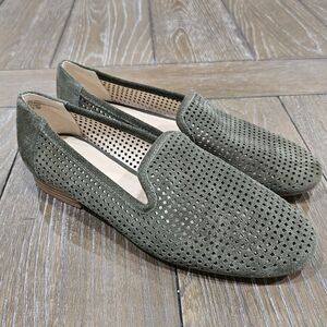 Violet & Red Salem Perforated Suede Loafer Flat